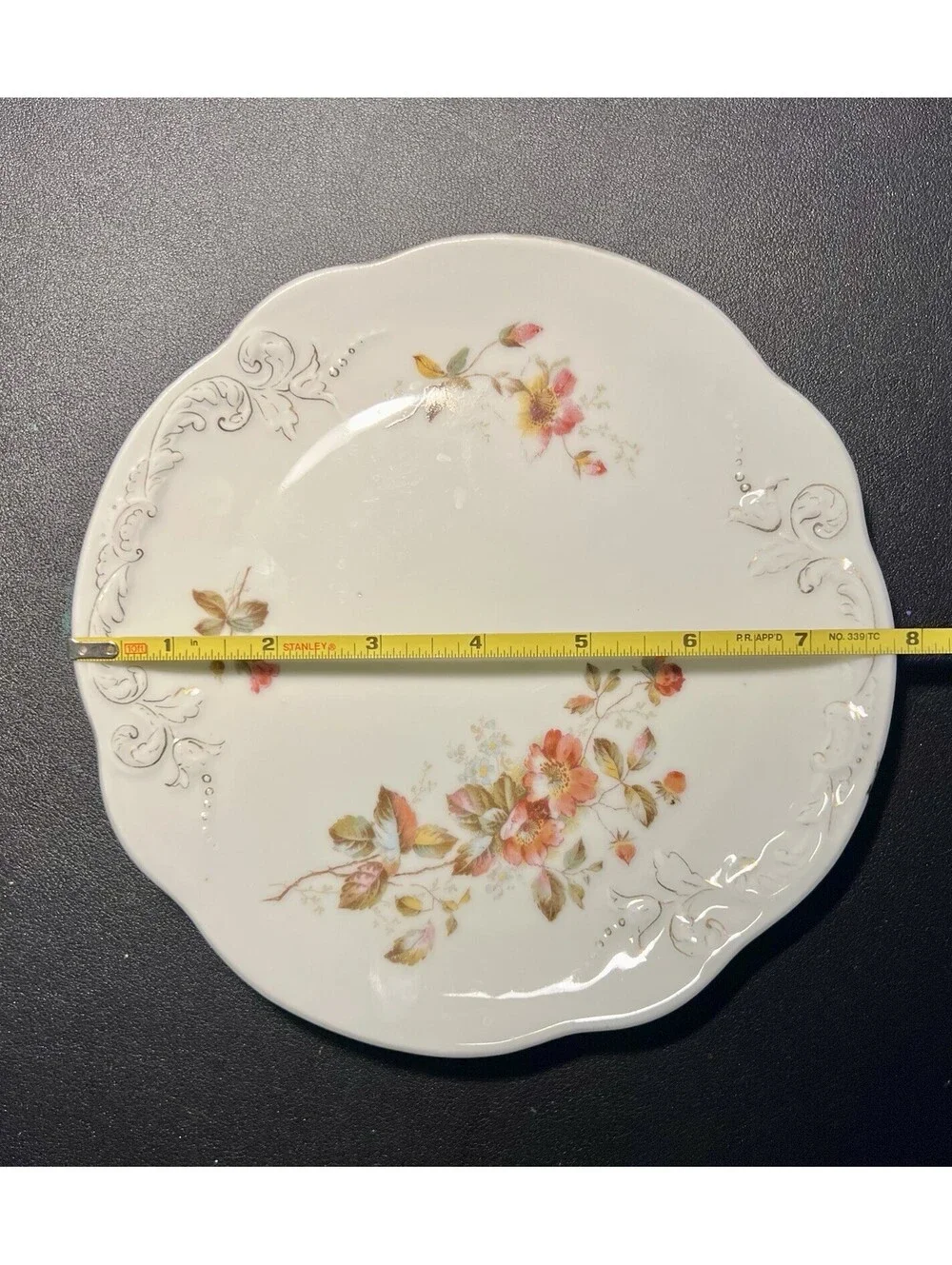Austria Antique 1900s Set Of 2 Salad Plates Wild Rose Silver Scroll, 8”